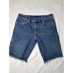 Levi’s 511 Big E Cut Off Denim Shorts W32 Blue Distressed Slim Fit Mens Unisex